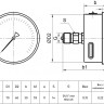 Манометр РОСМА ТМ-320Т.00 (0...0,6 МПа) Байонет Дкорп=63мм кл. 1,5 G1/4" виброустойчивый (готовый к гидрозаполнению) осевой 00000042232 2