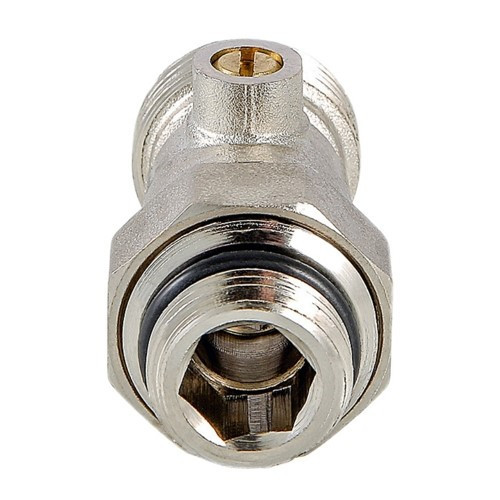 Кран радиаторный Valtec VT.345R 1/2" x 3/4" (евроконус) PN 10 для нижнего подключения прямой, в комплекте с адаптерами 3