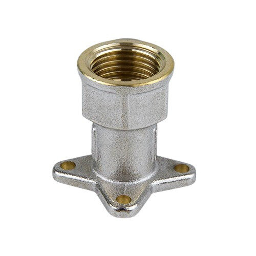 Угольник латунный Aquasfera 7008 DN 15x20 PN 16 резьба - 1/2'', покрытие - никель, с креплением, резьбовой ВР/компрессионный, 7008-02