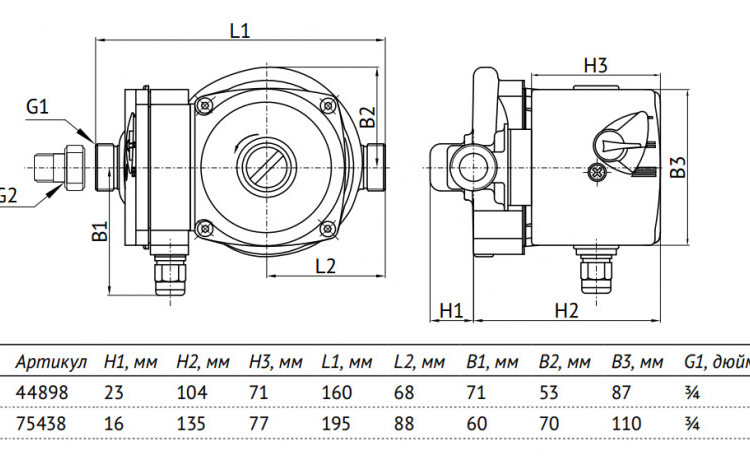 Насос циркуляционный Unipump UPA 15-120 195 с мокрым ротором H=10м Q=20л/мин арт. 75438 4