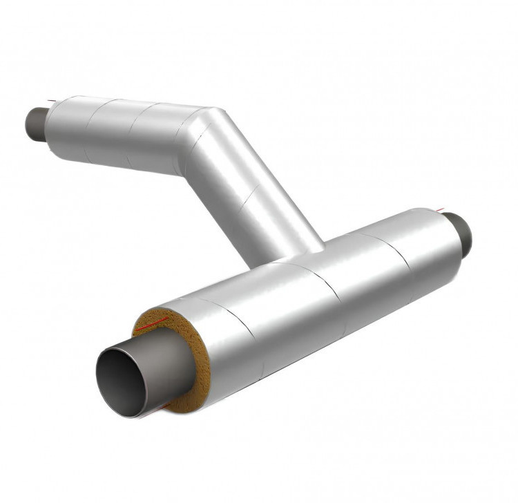 Тройниковое ответвление 377х8,0/500-325х8,0/450 стальное в изоляции ППУ-ОЦ
