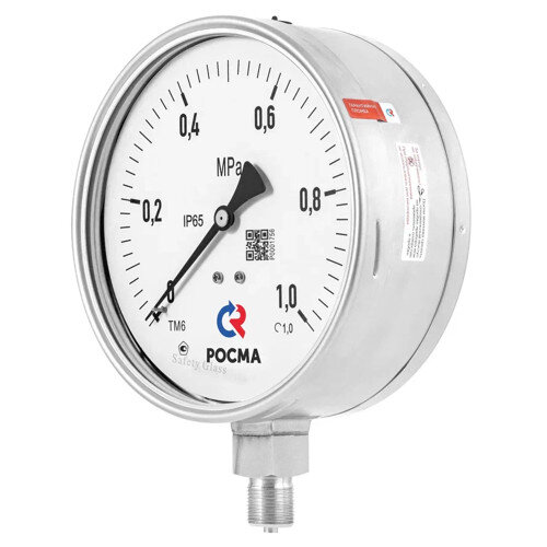 Вакуумметр РОСМА ТВ-621Р.00 Б (-0,1...0 MПa) Дкорп=150мм кл. 1,0 M20x1,5 коррозионностойкий виброустойчивый радиальный 00000024515