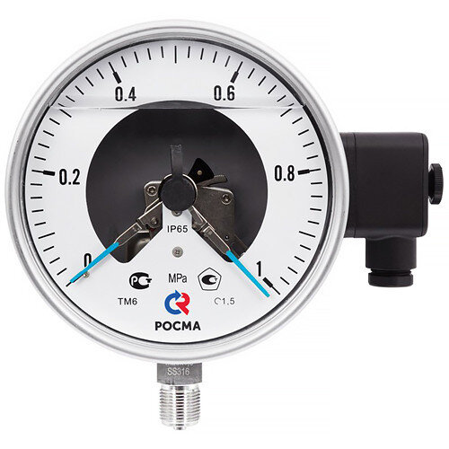 Мановакуумметр РОСМА ТМВ-621Р.05 (-0,1...0,5 МПа) Дкорп=150мм кл. 1,5 M20x1,5 коррозионностойкий виброустойчивый с ЭКП радиальный 00000014407