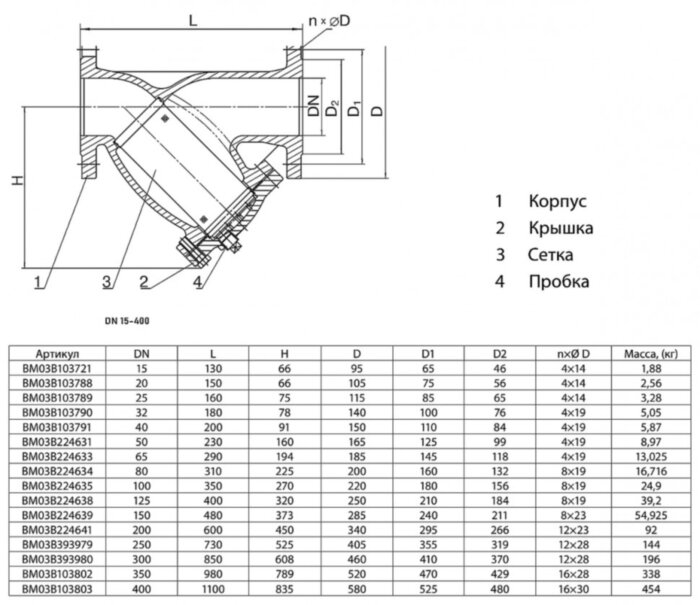 Фильтр сетчатый ADL IS16 DN 350 PN 16 чугунный фланцевый BM03B103802