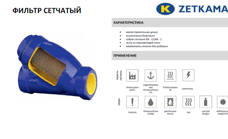 Фильтр сетчатый ZETKAMA 823A Ду15 Ру16 чугунный резьбовой zSTRA 823А015С10 4