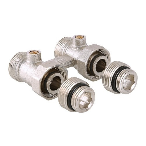 Узел радиаторный Valtec VT.345K 1/2" x 3/4" (евроконус) PN 10 для нижнего подключения прямой, в комплекте с адаптерами 1