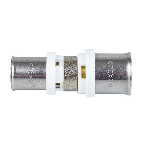 Муфта соединительная переходная латунная Aquasfera 8004 DN 16.4х26.5 PN 16, покрытие - никель, пресс, 8004-01