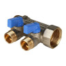Коллектор распределительный STOUT SMB 6201 2 отвода ВР-НР 1"х1/2" DN 25 PN 10 с шаровыми кранами синяя рукоятка 1