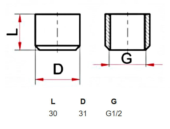 Бобышка вварная ЭКОМЕРА L=30 мм