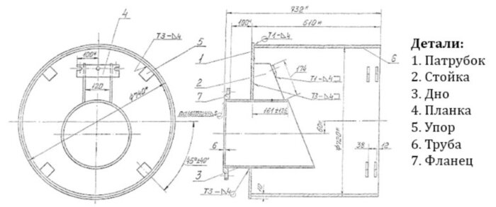 Обратный клапан типа захлопка Ду 300 А-397-80.02-05 на дренажном выпуске