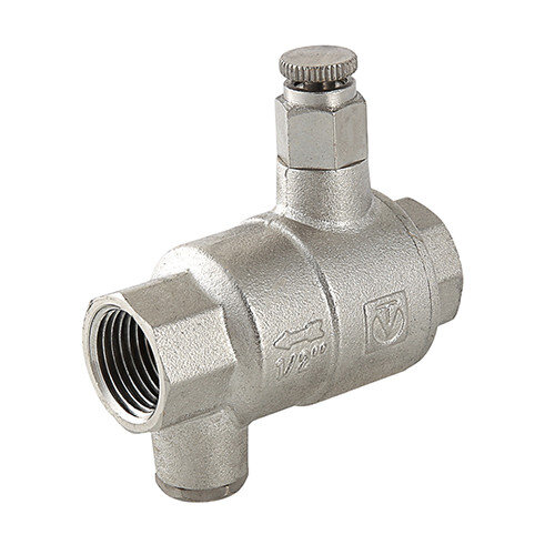 Клапан обратный VALTEC VT.171.N.05 3/4" DN 20 PN 40 пружинный резьбовой, с дренажем и воздухоотводчиком, латунный с никелевым покрытием