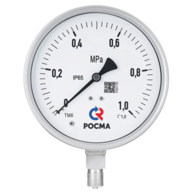 Вакуумметр РОСМА ТВ-621Р.00 Б (-0,1...0 MПa) Дкорп=150мм кл. 1,0 G1/2" коррозионностойкий виброустойчивый радиальный УТ-00055087