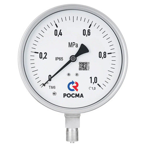 Вакуумметр РОСМА ТВ-621Р.00 Б (-0,1...0 MПa) Дкорп=150мм кл. 1,0 G1/2" коррозионностойкий виброустойчивый радиальный УТ-00055087