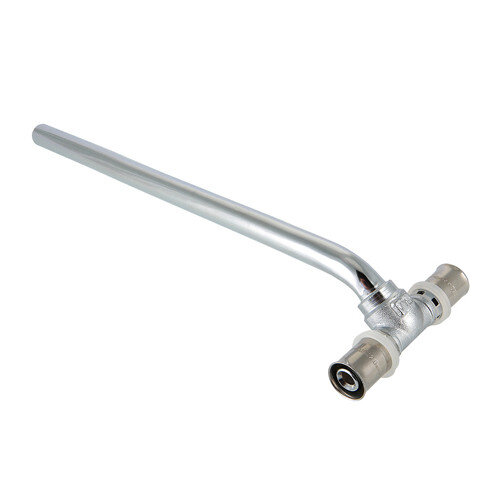 Тройник переходной VALTEC VTm.282.L DN 20x15x16 PN 10 L=300 левый с хромированной трубкой латунный никелированный