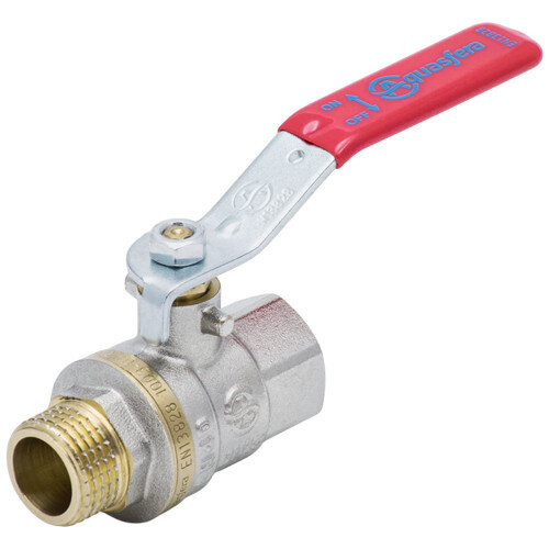 Кран шаровой латунный Aquasfera EURO 1003 DN 50 PN 16 резьба - 2'', покрытие - никель, полнопроходной резьбовой ВР-НР, ручка-рычаг красная 1003-06