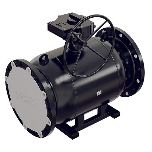 Кран шаровой ALSO КШ.Ф.П.400.16-02 Ду 400 Ру 16 с редуктором полнопроходный фланцевый, корпус - 09Г2С