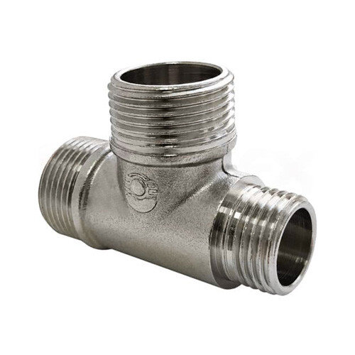 Тройник переходной VALFEX VF.131 НР 1/2"x1/2"x3/4" Ду 15x15x20 Ру 40 никелированный латунный