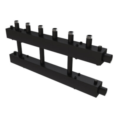 Коллектор распределительный Askon Дублер КК-32М/125/40/6D 6-ти контурный ВР-НР 1 1/4"x1 1/2" Ду 32 Ру 6 без теплоизоляции