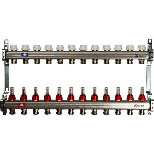 Коллектор STOUT с расходомерами 12 выходов