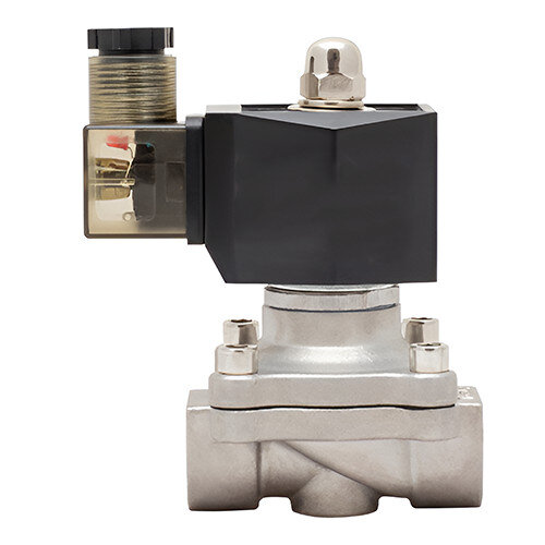 Клапан электромагнитный (соленоидный) двухходовой Росма СК-21-32-НЕРЖ-В Ду 32, G1 1/4", прямого действия, нормально открытый, 220В, нержавеющая сталь, мембрана Viton, 00000032234