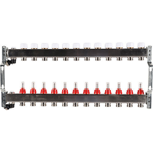 Коллектор ROMMER с расходомерами с клапаном вып. воздуха и сливом 12 выходов