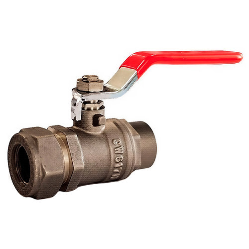 Шаровой кран латунный Stahlmann (F)15х1/2 NP EF Ду 15 Ру 15 резьба - 1/2'', покрытие - никель, полнопроходной резьбовой ВР-ВР, ручка-рычаг красная 1