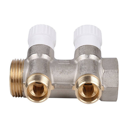 Коллектор распределительный STOUT SMB 6851 2 отвода ВР-НР 1"х1/2" DN 25 PN 10 с запорными клапанами 2
