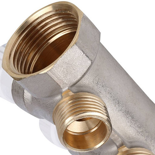 Коллектор распределительный STOUT SMB 6851 2 отвода ВР-НР 1"х1/2" DN 25 PN 10 с запорными клапанами 3