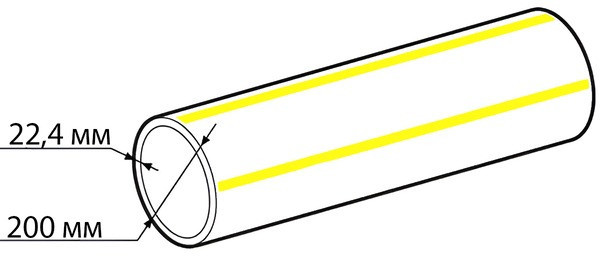 Труба ПНД ПЭ100 для газа ГОСТ Р 50838-2009 SDR9 d200х22,4 PN12 2