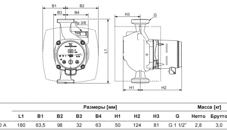 Насос циркуляционный Grundfos Alpha2 25-60 A 180 4