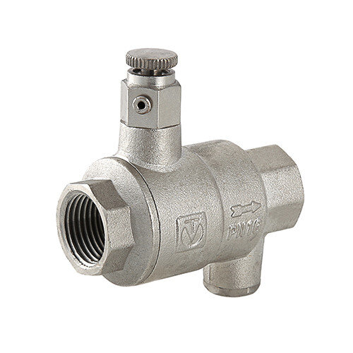 Клапан обратный VALTEC VT.171.N.07 1 1/4" DN 32 PN 25 пружинный резьбовой, с дренажем и воздухоотводчиком, латунный с никелевым покрытием