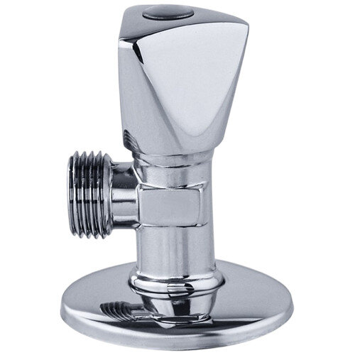 Клапан (вентиль) угловой для бытовых приборов латунный Aquasfera 1071 DN 15 PN 10 резьба - 1/2"х1/2", покрытие - хром, с отражателем, резьбовой НР-НР, маховик хромированный, 1071-01