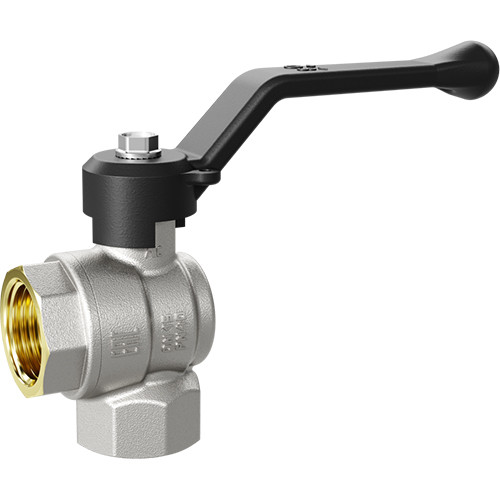 Кран шаровой латунный LD Pride 47.15.В-В.У.Р Ду 15 Ру 40 резьба (ВР-ВР) 1/2", никелированный угловой с синим рычагом, неполнопроходный