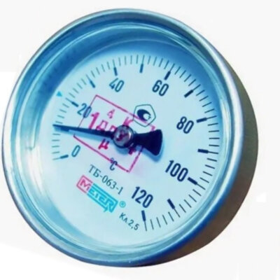 Термометр биметаллический осевой Дк63 L60мм G1/2" 120С ТБ63 Метер