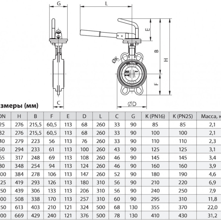 Затвор ЗПНЛ ADL ГРАНВЭЛ DN 50 PN 16 с рукояткой MR 2