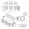 Коллектор распределительный VALTEC VTc.560.N.0603 3 отвода ВР-НР 1"x1/2" DN 25 PN 10 с регулирующими клапанами 5