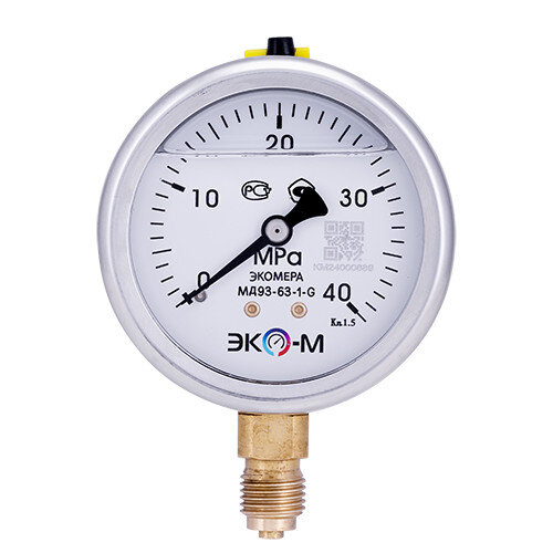 Манометр (вакуумметр) ЭКОМЕРА МД93 Ду 63 мм Ру 0-40 МПа виброустойчивый гидрозаполненный