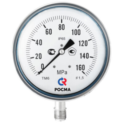 Манометр РОСМА ТМ-621Р.00 (0...160 МПа) Дкорп=150мм кл. 1,5 G1/2" коррозионностойкий виброустойчивый радиальный 00000033514