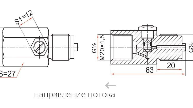 Демпфирующее устройство ДУ с регулировочной иглой Росма Дкорп=31мм 0-40 МПа М20х1,5 УТ-00047752 2