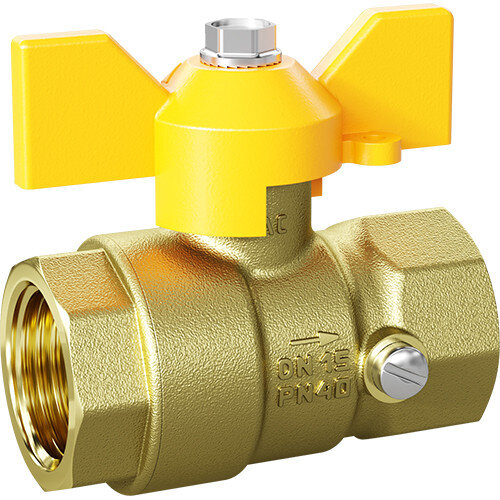 Кран шаровой латунный LD Pride 44.15.В-В.М.Б GAS Ду 15 Ру 16 резьба (ВР-ВР) 1/2", никелированный, неполнопроходный, для манометра