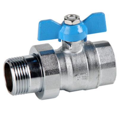 Кран шаровой латунный GENEBRE 3046 Ду25 Ру25 резьбовой с накидной гайкой ВР/американка