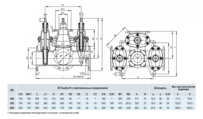 Задвижка HAWLE 4460E2 DN 100/2 PN 16 фланцевая клиновая чугунная с обрезиненным клином типа Комби-III с пожарной подставкой