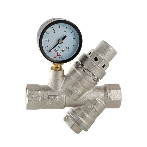 Клапан подпиточный VALTEC VT.515.N.04 1/2" DN 15 PN 16 с фильтром и манометром, латунный с никелевым покрытием 9