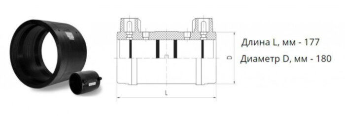 Муфта э/с 180 мм SDR 9 ПЭ100 электросварная