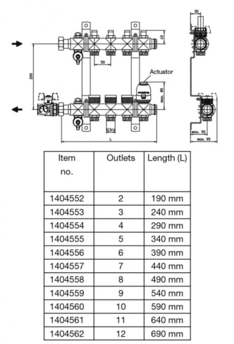 Коллекторная группа Oventrop Multidis SF 2 с вентильными вставками