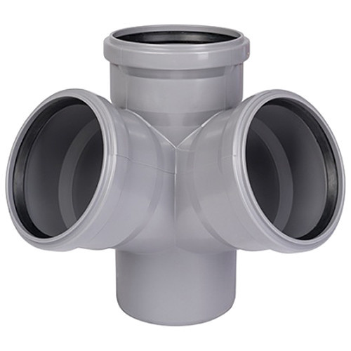 Крестовина угловая канализационная PP-H Ostendorf HT HTED DN 110х110/110х87° двухплоскостная 1