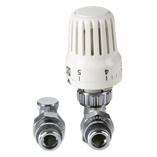Комплект терморегулирующего оборудования Valtec VT.045.NER 1/2" x 3/4" (евроконус) DN 15 PN 10 для радиатора угловой