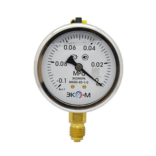 Манометр (вакуумметр) ЭКОМЕРА МД93 Ду 63 мм Ру -0,1-0 МПа виброустойчивый гидрозаполненный