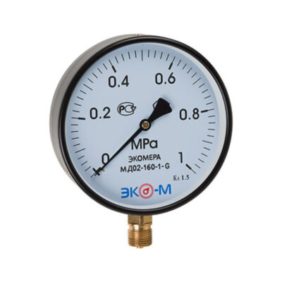 Манометр ЭКОМЕРА МД02 Ду 160 мм Ру 0-1 МПа 1/2'' общетехнический