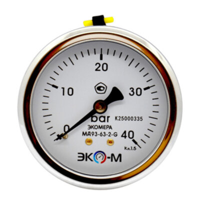 Манометр (вакуумметр) ЭКОМЕРА МД93 Ду 63 мм Ру 0-40 бар виброустойчивый гидрозаполненный